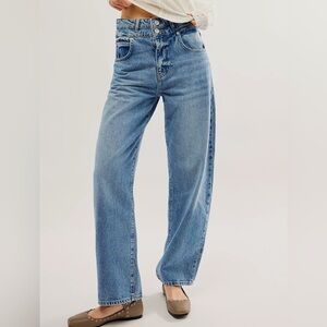 Frame Double Waist Long Barrel Jean